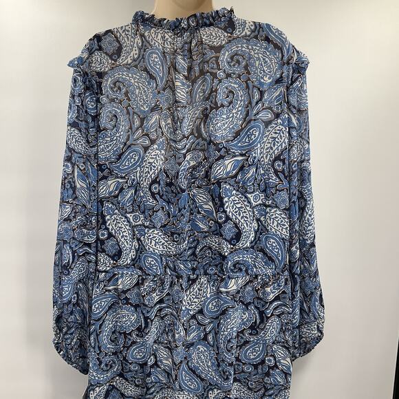 JULIA JORDAN New Boho Long Sleeve Fairy Dress 2XL Blue Paisley - Picture 7 of 9